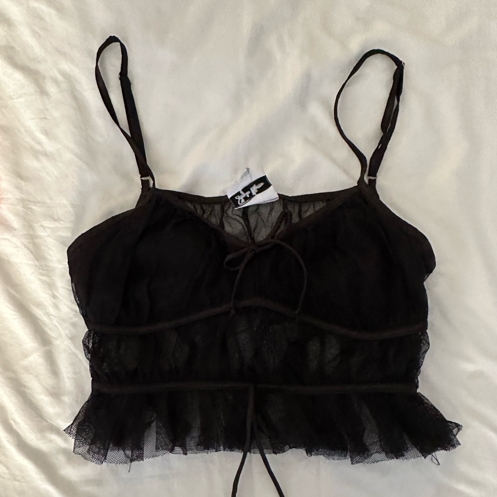 Black sheer crop top